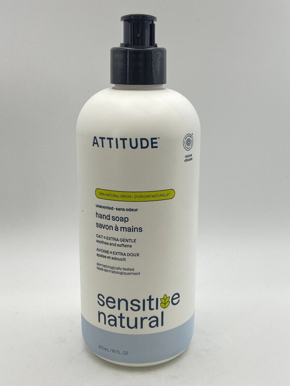 ATTITUDE Sensitive Natural Unscented Hand Soap – Extra Gentle Oat (16 fl oz)